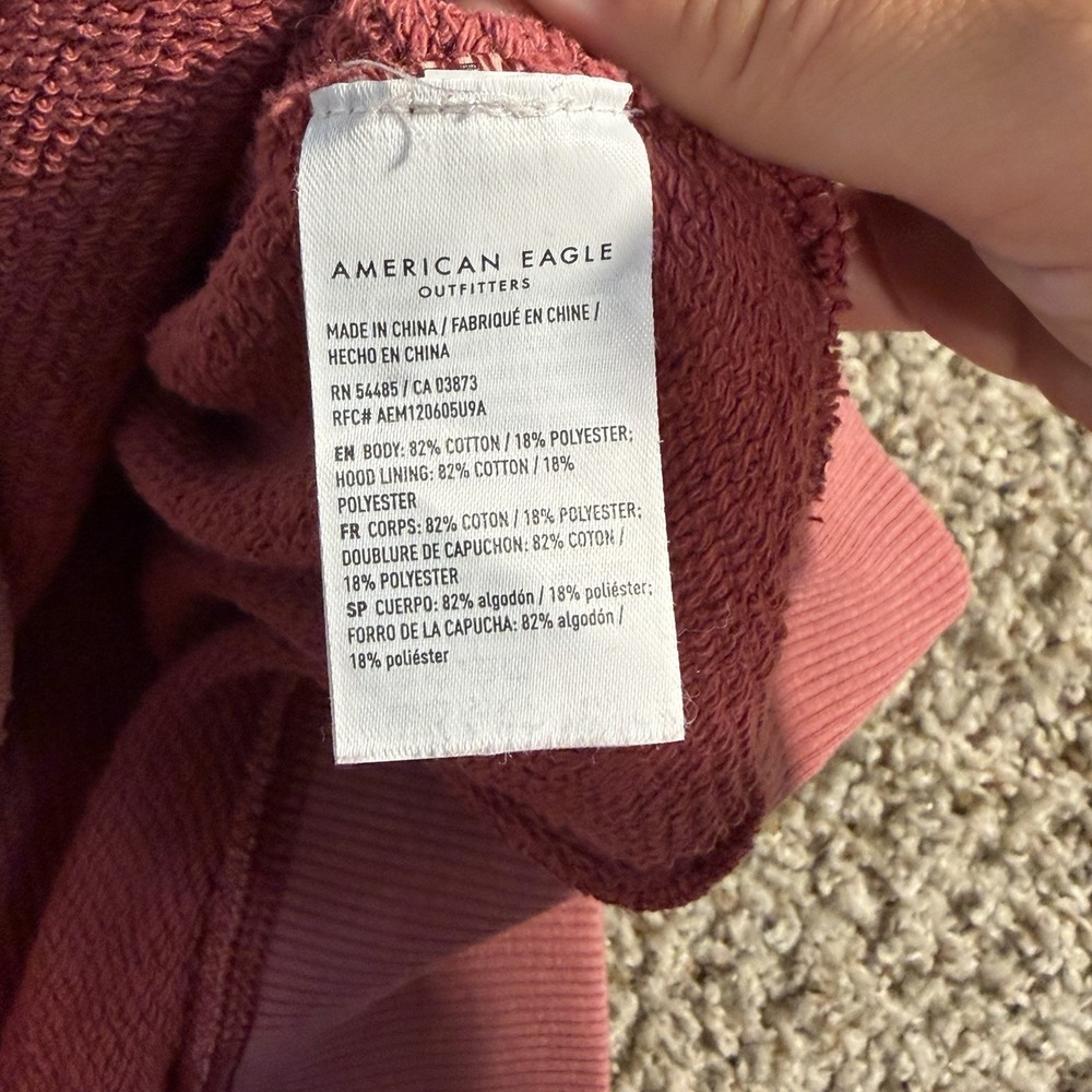 American Eagle Textured Fleece Oversized Hoodie‎ Women's Size Small Rust - Picture 6 of 9